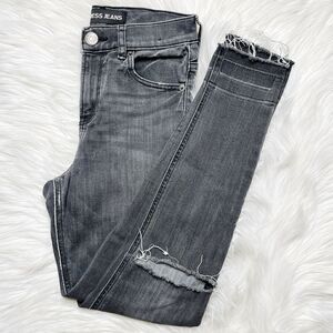 Express Ankle Legging High Rise Distressed Jeans Dark Grey Size 00R